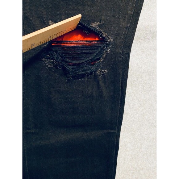 Parlay Jeans Mens 32 x 33 Black Red Denim Cotton Stretch Embroidered Street Wear - Picture 4 of 16